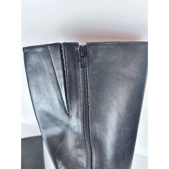 Vintage 90’s Y2K Nine West Black Leather Square Toe Knee High Boots Women’s 8.5 - Picture 4 of 11